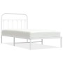 Bettgestell aus Metall mit weißem Kopfteil 100x190 cm von vidaXL, Betten und Lattenroste - Ref: Foro24-352621, Preis: 82,15 €...