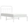 Metal bed frame with white headboard 100x190 cm by vidaXL, Beds and slatted bases - Ref: Foro24-352621, Price: 80,80 €, Disco...