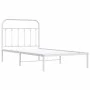 Metal bed frame with white headboard 100x190 cm by vidaXL, Beds and slatted bases - Ref: Foro24-352621, Price: 80,80 €, Disco...