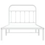 Bettgestell aus Metall mit weißem Kopfteil 100x190 cm von vidaXL, Betten und Lattenroste - Ref: Foro24-352621, Preis: 82,15 €...
