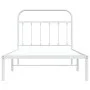Metal bed frame with white headboard 100x190 cm by vidaXL, Beds and slatted bases - Ref: Foro24-352621, Price: 80,80 €, Disco...