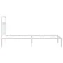 Metal bed frame with white headboard 100x190 cm by vidaXL, Beds and slatted bases - Ref: Foro24-352621, Price: 80,80 €, Disco...