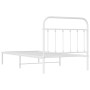 Bettgestell aus Metall mit weißem Kopfteil 100x190 cm von vidaXL, Betten und Lattenroste - Ref: Foro24-352621, Preis: 82,15 €...