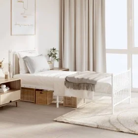 Metal bed frame with headboard and footboard white 75x190 cm by vidaXL, Beds and slatted bases - Ref: Foro24-350939, Price: 6...