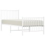 Estructura cama metal con cabecero y pie cama blanca 75x190 cm de vidaXL, Camas y somieres - Ref: Foro24-350939, Precio: 68,4...