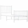 Metal bed frame with headboard and footboard white 75x190 cm by vidaXL, Beds and slatted bases - Ref: Foro24-350939, Price: 6...