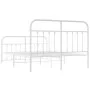 Metal bed frame with headboard and white footboard 135x190 cm by vidaXL, Beds and slatted bases - Ref: Foro24-352644, Price: ...