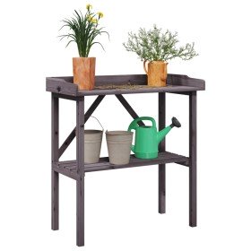Mesa para plantas con estante madera abeto gris 78x38x82,5 cm
