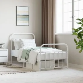 Metal bed frame with headboard and footboard white 90x200 cm by vidaXL, Beds and slatted bases - Ref: Foro24-352638, Price: 8...