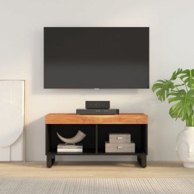 Mueble de TV madera maciza de acacia 85x33x43,5 cm