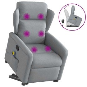 Sillón de masaje reclinable de pie de tela gris claro Sillón de masaje reclinable de pie de tela gris claro