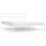 Metal bed frame with white headboard 193x203 cm by vidaXL, Beds and slatted bases - Ref: Foro24-352633, Price: 127,68 €, Disc...