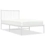 Metal bed frame with white headboard 90x190 cm by vidaXL, Beds and slatted bases - Ref: Foro24-350923, Price: 66,82 €, Discou...