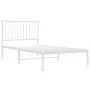 Bettgestell aus Metall mit weißem Kopfteil 90x190 cm von vidaXL, Betten und Lattenroste - Ref: Foro24-350923, Preis: 66,79 €,...