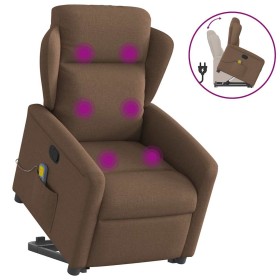 Silla de masaje reclinable de pie de tela marrón