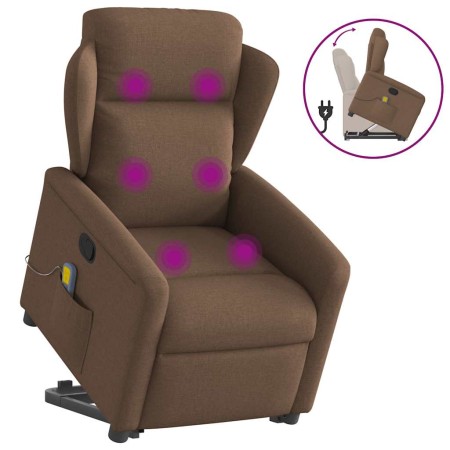 Silla de masaje reclinable de pie de tela marrón