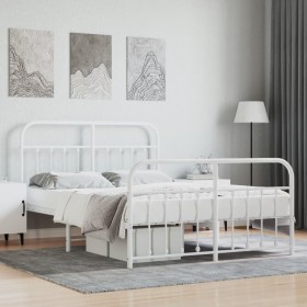 Estructura cama metal cabecero y estribo blanco 140x190 cm