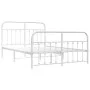 Bettgestell aus Metall mit Kopfteil und weißem Fußteil 140x190 cm von vidaXL, Betten und Lattenroste - Ref: Foro24-352645, Pr...