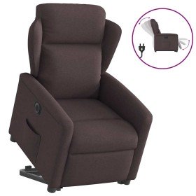 Sillón eléctrico reclinable elevable de tela marrón oscuro Sillón eléctrico reclinable elevable de tela marrón oscuro