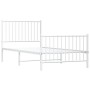 Estructura cama metal con cabecero y pie cama blanca 90x190 cm de vidaXL, Camas y somieres - Ref: Foro24-350941, Precio: 68,6...