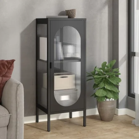 Tall glass and black steel display cabinet 40x35x105 cm by vidaXL, Sideboards - Ref: Foro24-352999, Price: 150,62 €, Discount: %