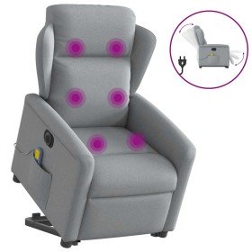 Sillón de masaje eléctrico reclinable elevable tela gris claro Sillón de masaje eléctrico reclinable elevable tela gris claro