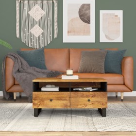 Couchtisch aus massivem Mangoholz und Sperrholz, 80 x 54 x 40 cm von vidaXL, Couchtisch - Ref: Foro24-351957, Preis: 157,35 €...