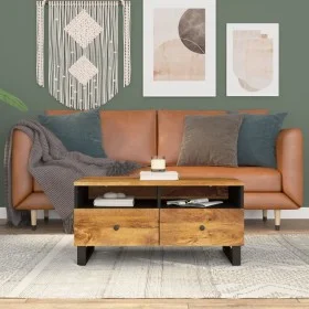 Couchtisch aus massivem Mangoholz und Sperrholz, 80 x 54 x 40 cm von vidaXL, Couchtisch - Ref: Foro24-351957, Preis: 154,71 €...
