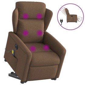 Sillón de masaje eléctrico reclinable elevable tela marrón Sillón de masaje eléctrico reclinable elevable tela marrón