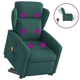 Sillón masaje eléctrico reclinable elevable tela verde oscuro en Sillones | Comprar online en Foro24