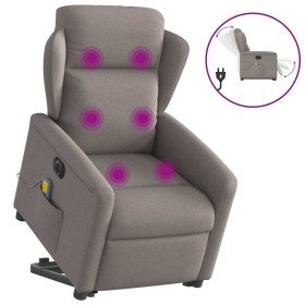 Sillón de masaje eléctrico reclinable elevable tela taupé Sillón de masaje eléctrico reclinable elevable tela taupé