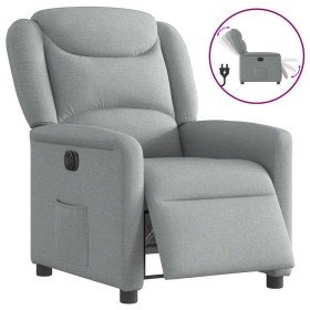 Sillón reclinable eléctrico tela gris claro Sillón reclinable eléctrico tela gris claro
