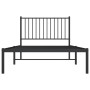 Bed frame with black metal headboard 100x200 cm by vidaXL, Beds and slatted bases - Ref: Foro24-350859, Price: 83,11 €, Disco...