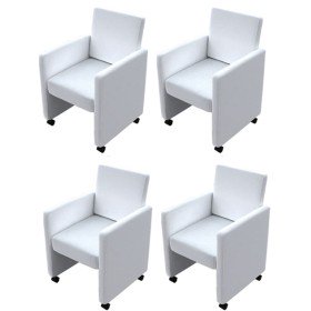 Sillas de comedor 4 unidades cuero sintético blanco Sillas de comedor 4 unidades cuero sintético blanco