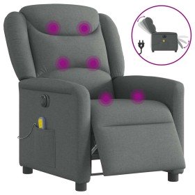 Sillón reclinable de masaje eléctrico tela gris oscuro Sillón reclinable de masaje eléctrico tela gris oscuro
