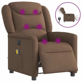 Sillón reclinable de masaje eléctrico tela marrón Sillón reclinable de masaje eléctrico tela marrón
