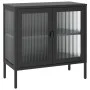 Sideboard aus schwarzem Glas und Stahl, 70 x 35 x 70 cm von vidaXL, Sideboards - Ref: Foro24-353001, Preis: 160,12 €, Rabatt: %