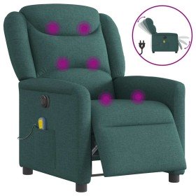 Sillón reclinable de masaje eléctrico tela verde oscuro Sillón reclinable de masaje eléctrico tela verde oscuro