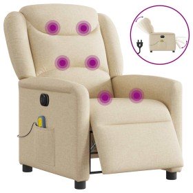 Sillón reclinable de masaje eléctrico tela color crema Sillón reclinable de masaje eléctrico tela color crema