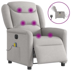 Sillón reclinable de masaje eléctrico tela gris nube en Sillones | Comprar online en Foro24