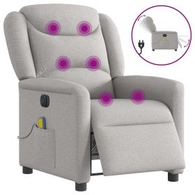 Sillón reclinable de masaje eléctrico tela gris nube Sillón reclinable de masaje eléctrico tela gris nube
