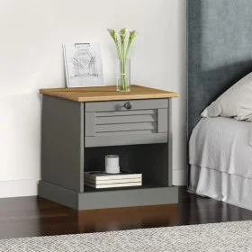 VIGO solid pine wood bedside table in gray, 42x35x42 cm by vidaXL, Nightstands - Ref: Foro24-353156, Price: 41,59 €, Discount: %