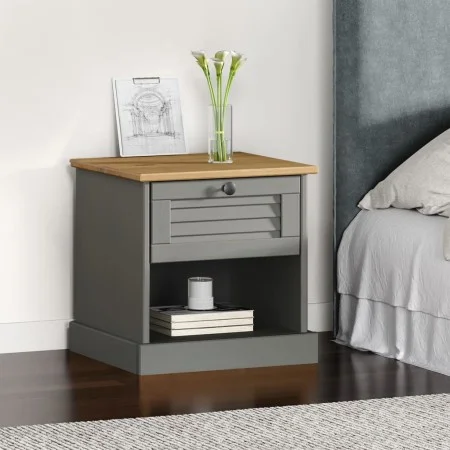 VIGO Nachttisch aus massivem Kiefernholz grau 42x35x42 cm von vidaXL, Nachttische - Ref: Foro24-353156, Preis: 41,59 €, Rabat...