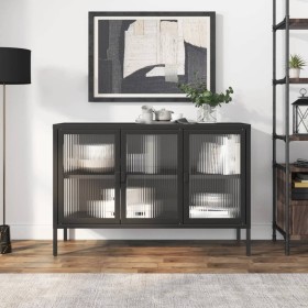 Sideboard aus schwarzem Glas und Stahl, 105 x 35 x 70 cm von vidaXL, Sideboards - Ref: Foro24-353002, Preis: 232,38 €, Rabatt: %