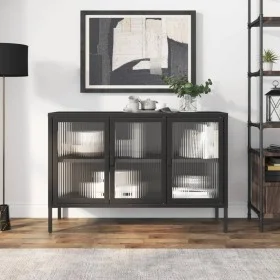 Sideboard aus schwarzem Glas und Stahl, 105 x 35 x 70 cm von vidaXL, Sideboards - Ref: Foro24-353002, Preis: 242,04 €, Rabatt: %