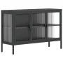 Black glass and steel sideboard 105x35x70 cm by vidaXL, Sideboards - Ref: Foro24-353002, Price: 232,38 €, Discount: %