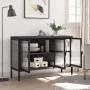 Black glass and steel sideboard 105x35x70 cm by vidaXL, Sideboards - Ref: Foro24-353002, Price: 232,38 €, Discount: %
