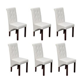 Sillas de comedor 6 uds cuero sintético blanco Sillas de comedor 6 uds cuero sintético blanco