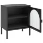 Mesita de noche vidrio y acero negro 50x35x60 cm de vidaXL, Mesitas de noche - Ref: Foro24-352997, Precio: 101,12 €, Descuent...