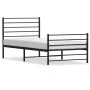 Bed frame with headboard and black metal footboard 75x190 cm by vidaXL, Beds and slatted bases - Ref: Foro24-352327, Price: 6...